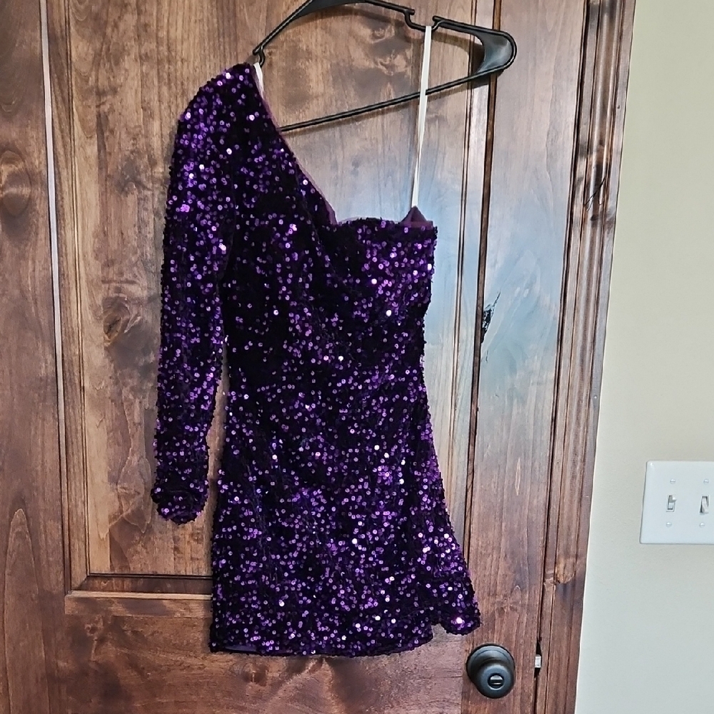 Purple One-Shoulder Bodycon Cocktail Dress